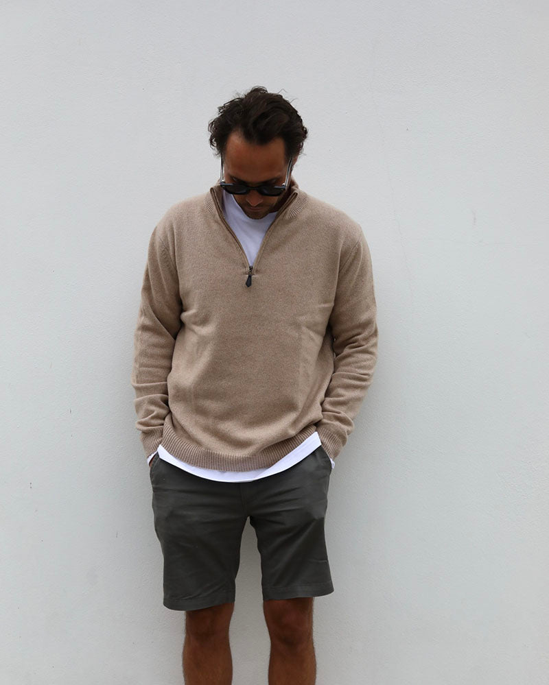 Cashmere / Merino 1/4 zip | Caramel – Jam Industries