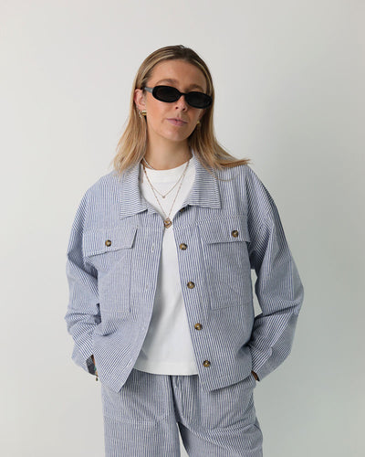 Byron Jacket | Blue Pin Stripe