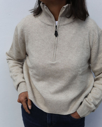 Ladies Cashmere-Merino 1/4 zip Cropped