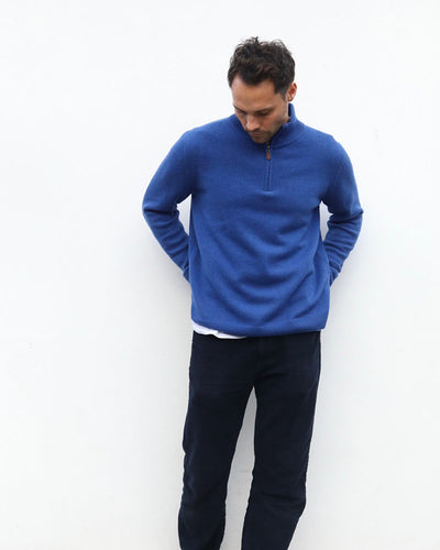 Cashmere Merino 1/4 zip | Cobalt blue