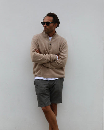 Cashmere / Merino 1/4 zip | Caramel