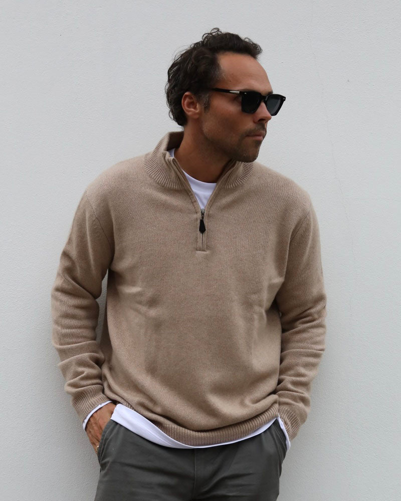 Cashmere / Merino 1/4 zip | Caramel