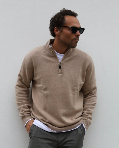 Cashmere / Merino 1/4 zip | Caramel