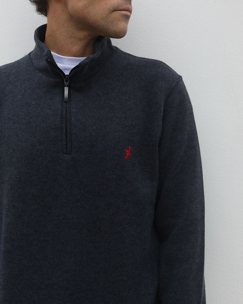 Charcoal 1/4 Zip| Merino-Cotton