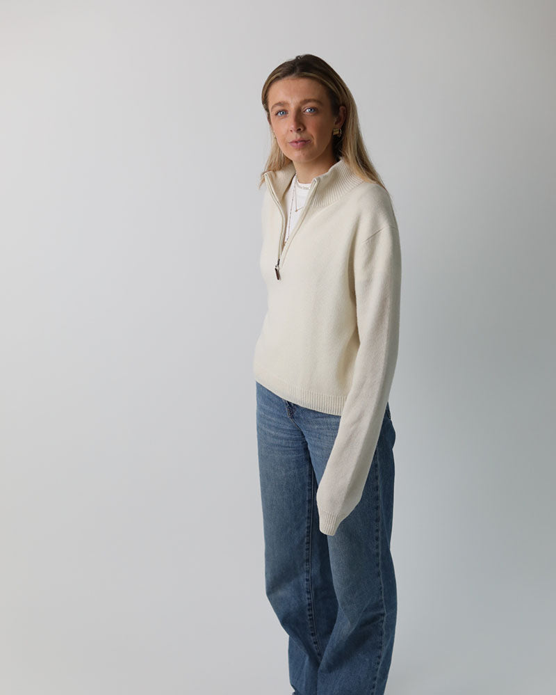 Ladies Cashmere-Merino 1/4 zip | Cropped