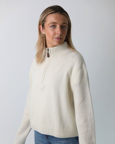 Ladies Cashmere-Merino 1/4 zip | Cropped