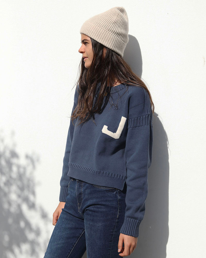 J Cropped Guernsey | Indigo blue