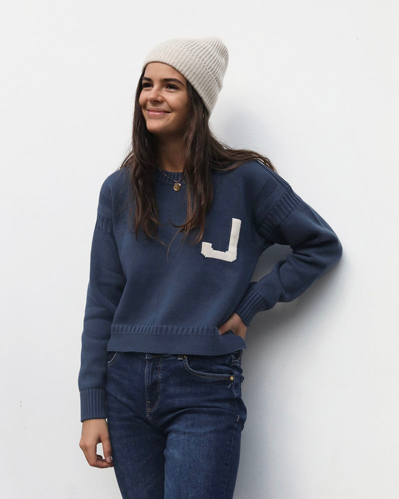 J Cropped Guernsey | Indigo blue