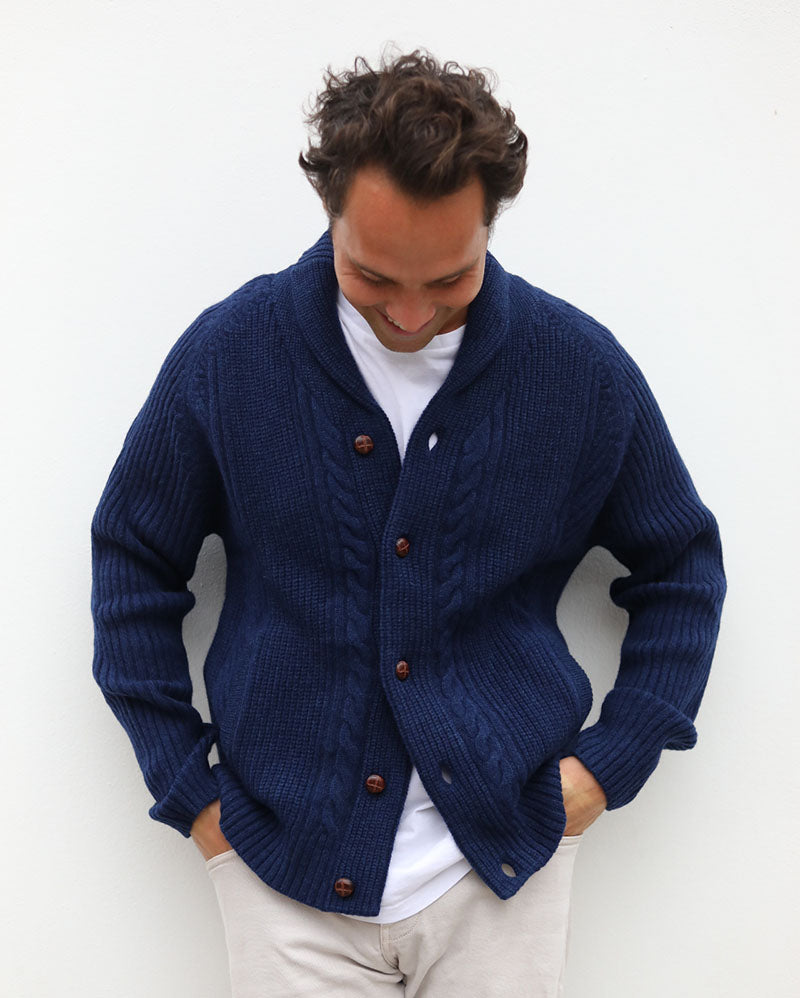 Dutton Cardi | Navy shawl