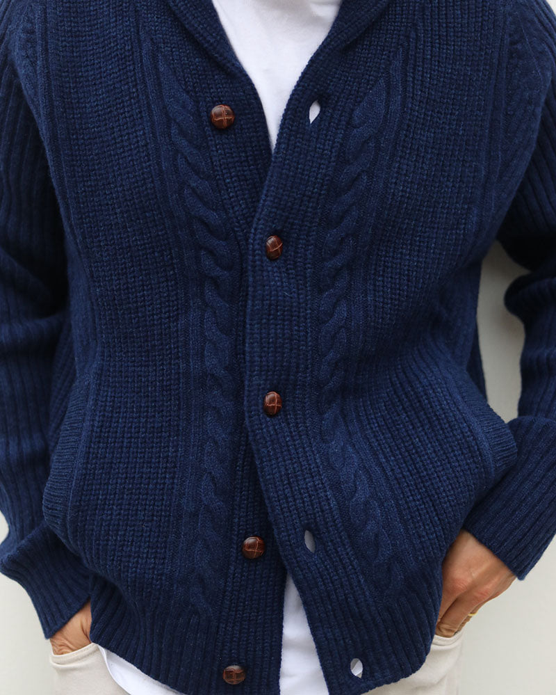 Dutton Cardi | Navy shawl