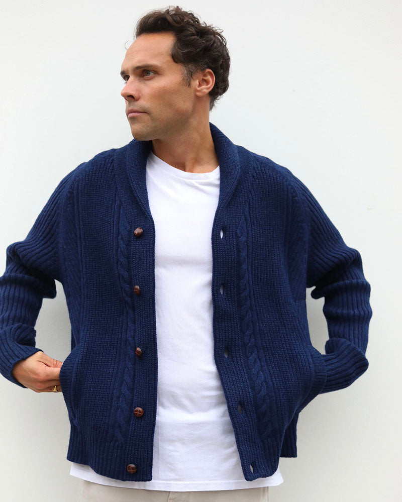 Dutton Cardi | Navy shawl