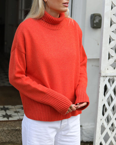 Maggie Polo | Cashmere Lambswool | Burnt Orange