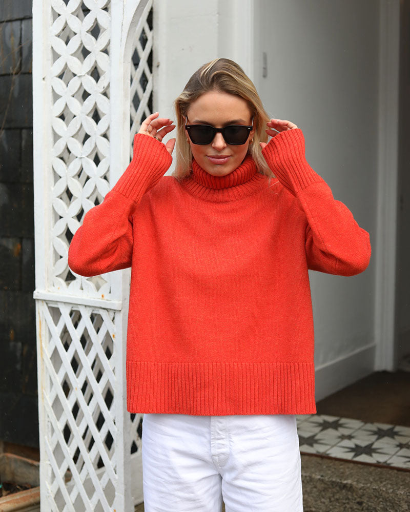Maggie Polo | Cashmere Lambswool | Burnt Orange