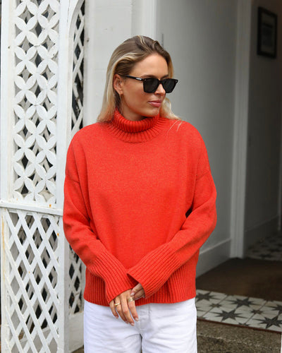 Maggie Polo | Cashmere Lambswool | Burnt Orange