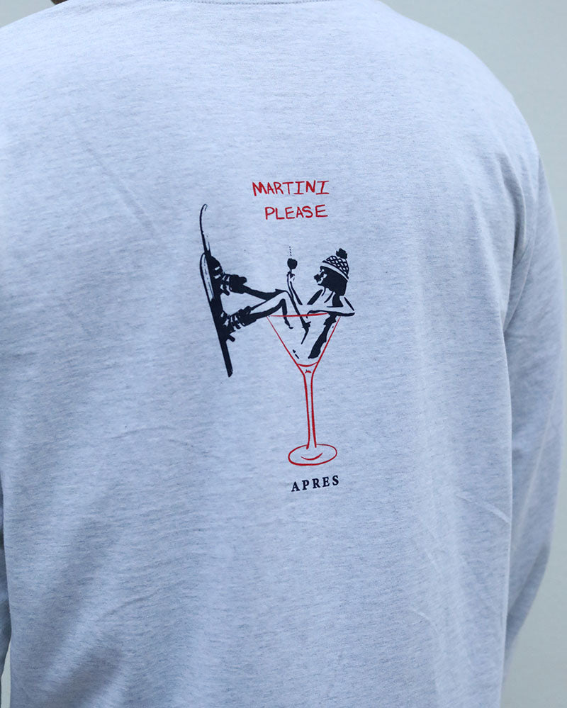 Martini Please Long Sleeve T | Ash Grey