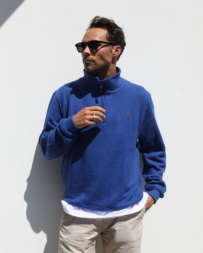 Merino Blend 1/4 Zip | Cobalt Blue