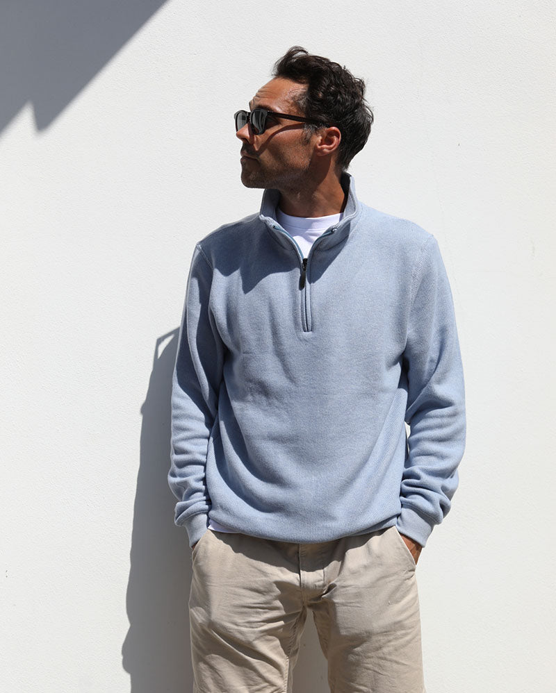 Merino Blend 1/4 Zip | Baby Blue