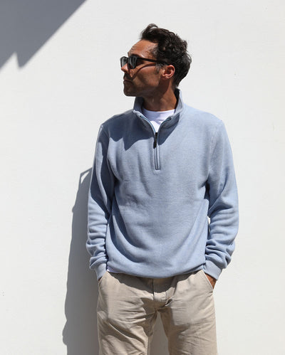 Merino Blend 1/4 Zip | Baby Blue