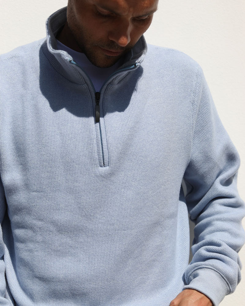 Merino Blend 1/4 Zip | Baby Blue