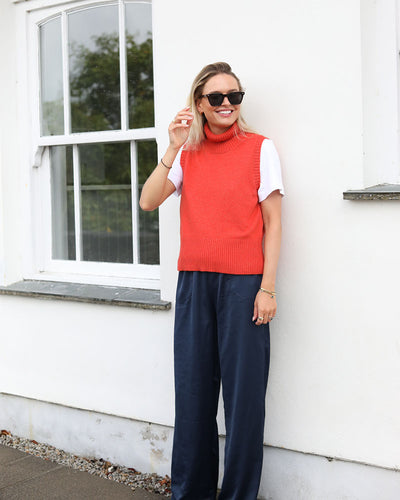 Orange Polo Tank | Cashmere Lambswool