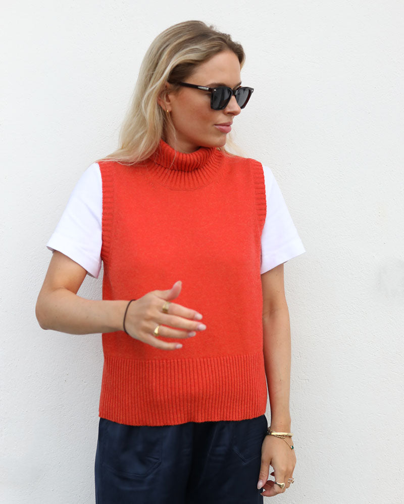 Orange Polo Tank | Cashmere Lambswool