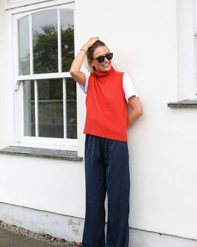 Orange Polo Tank | Cashmere Lambswool