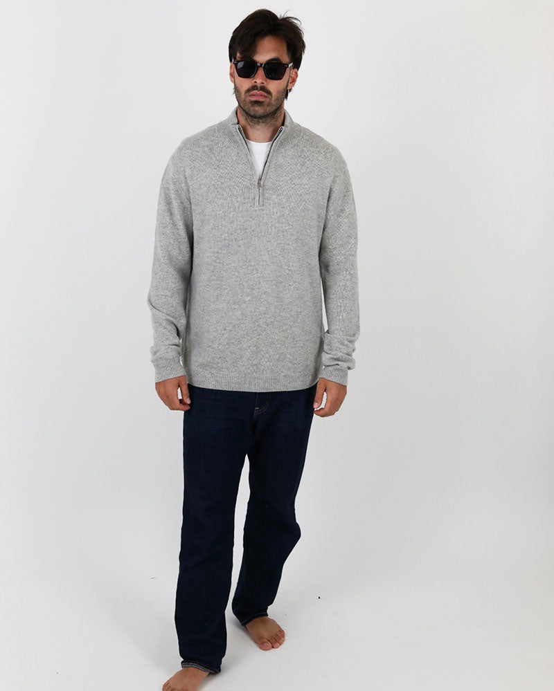 Cashmere and Merino wool 1/4 zip | Silver Grey