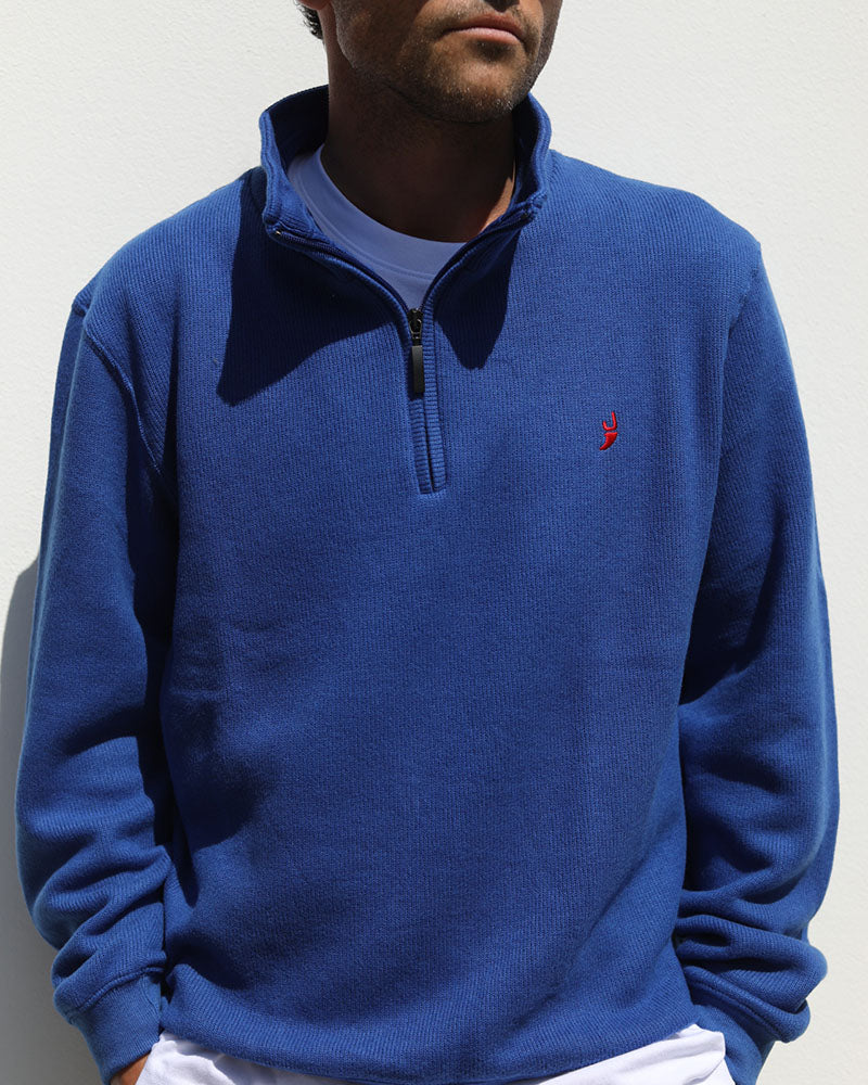 Merino Blend 1/4 Zip | Cobalt Blue