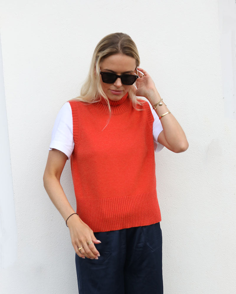 Orange Polo Tank | Cashmere Lambswool
