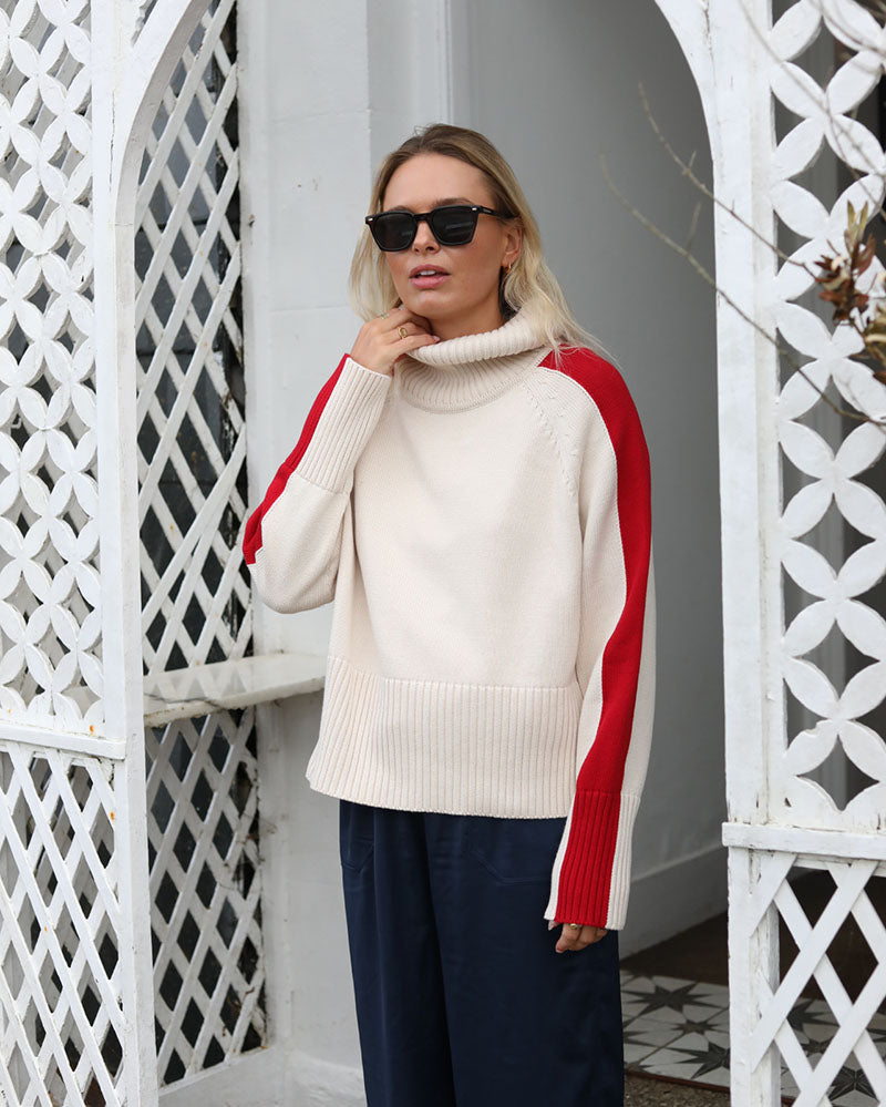 Cotton Portofino Polo | Red Stripe